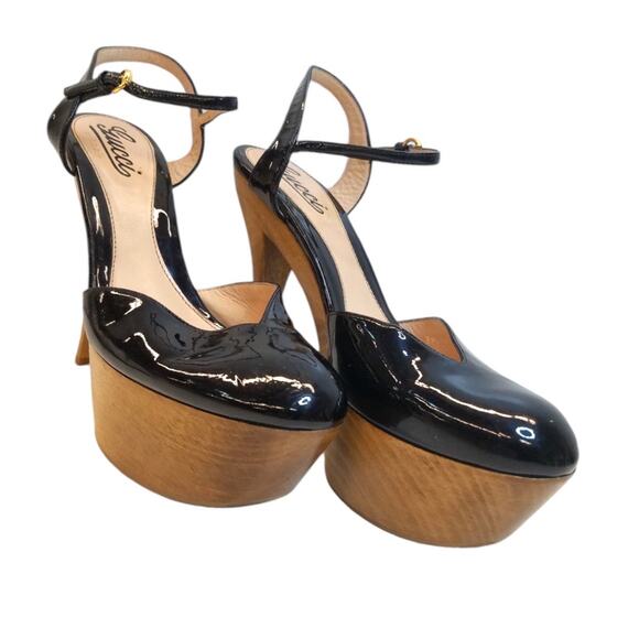 Gucci patent leather Mary Jane 2009 slingback wooden platform stiletto size 38.5 - Picture 5 of 14